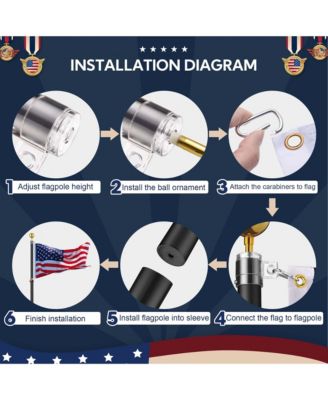 EZ GO 30Ft Commercial Telescoping Flag Pole Kit Portable Display Sign Banner Pole for Outside Hotel Business Events Advertising Flag Black