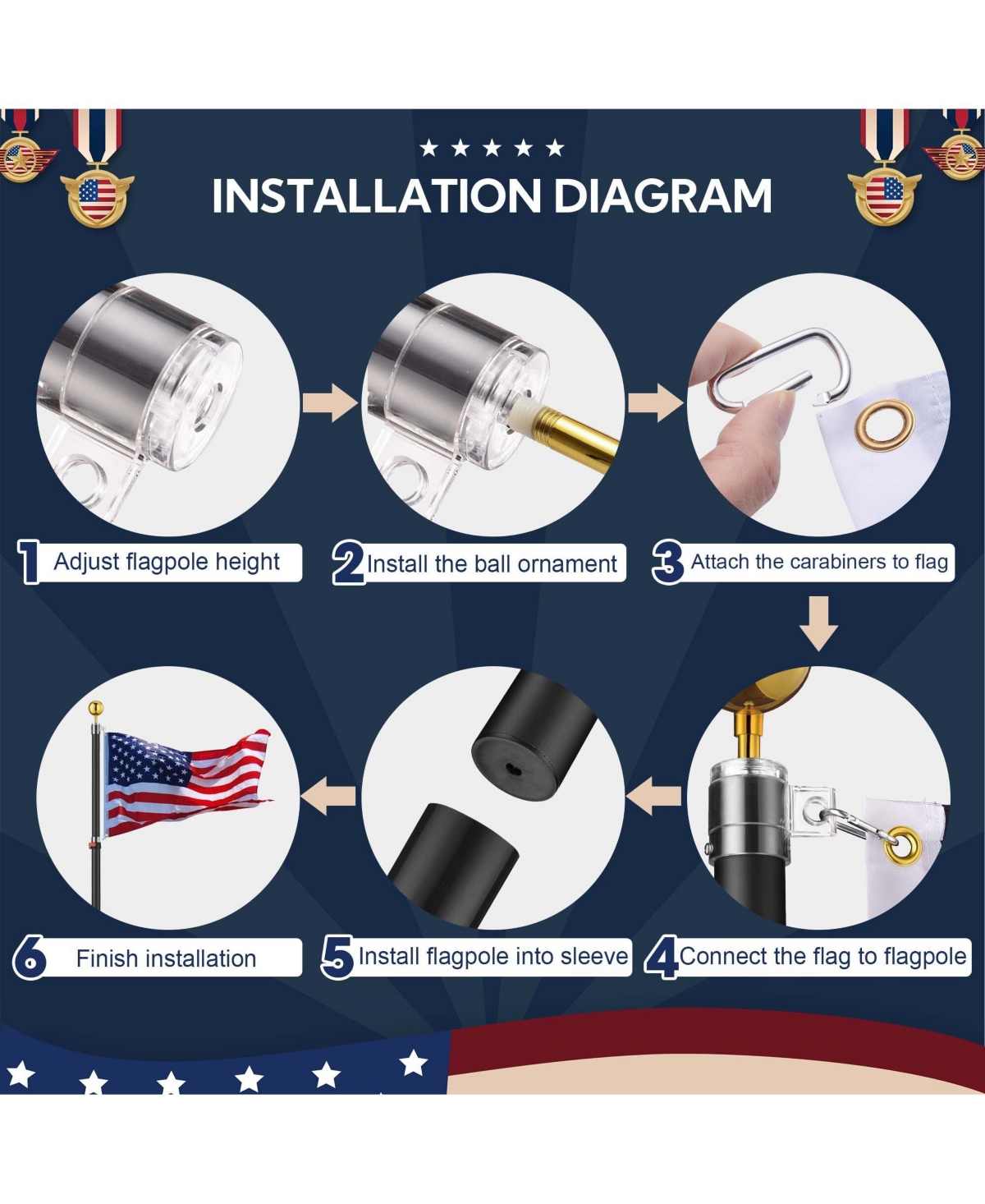 Yescom Ez Go 30Ft Commercial Telescoping Flag Pole Kit Portable Display Sign Banner Pole for Outside Hotel Business Events Advertising Flag Black