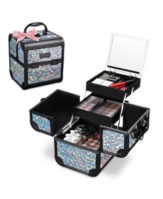 2-Piece Makeup Train Case Cosmetic Organizer Kit