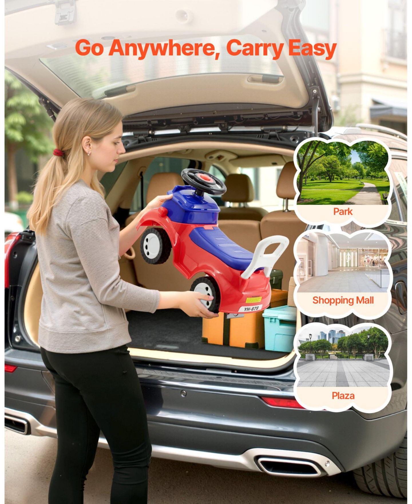 Детская игрушка HONGGE Toddler Ride-On Car with Anti-Tip Design, Light-Up Steering Wheel & Storage, Ages 18 Months-3 Years, цвет: Красный — фото 9