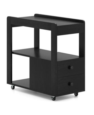 2-Drawer Sofa Side Table with Shelves for Living Room