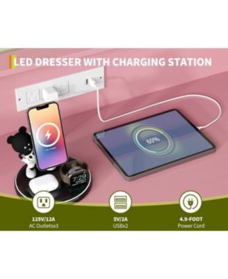 9-Drawer Dresser with RGB Lights & Charging Station, App Controlled Music Sync LED Dresse