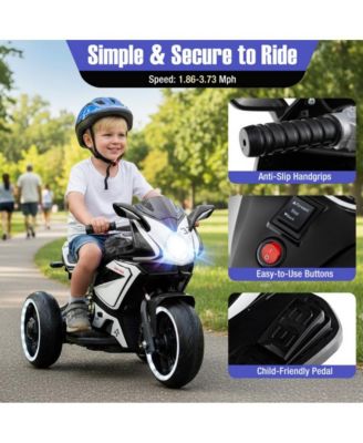 Kids Electric Ride On Motorcycle with LED Lights Music and Three Wheel Design