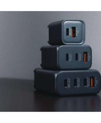 32201 65 Watts 3-Port GaN Wall Charger - Black/Gray