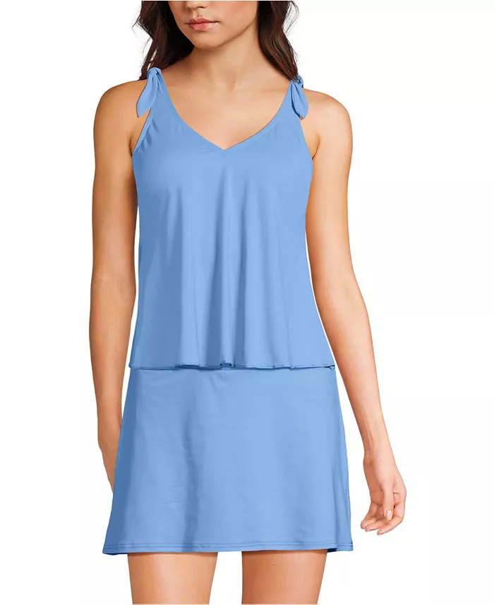 Women's Tie Shoulder Flutter Tankini Top 22.5" - thumbnail 5