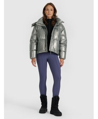 Women's down jacket with synthetic filling - silver