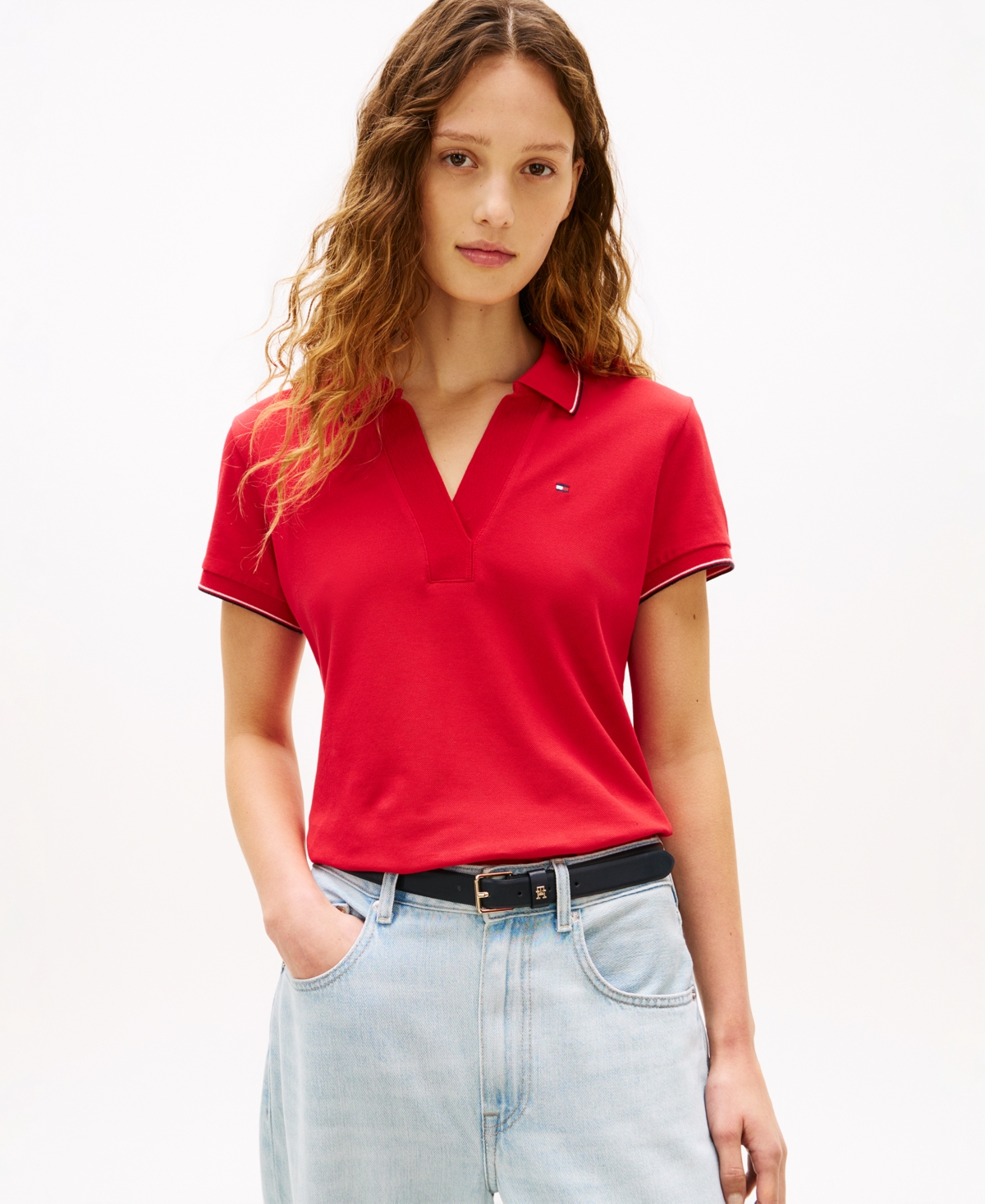 Tommy Hilfiger Women's Classic Pique Short-Sleeve Polo T-Shirt - Primary Red