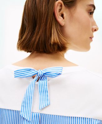 Women's Rib Mixed Media Back Short-Sleeve T-Shirt