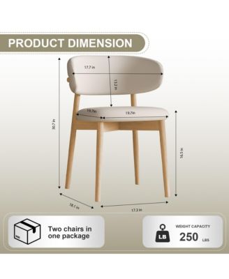 Mid-Century Modern Dining Chairs Set of 2 with Wooden Legs for Kitchen and Living Room