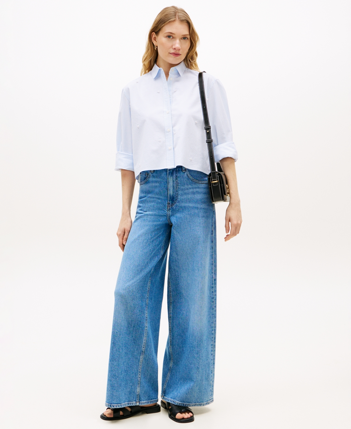 Tommy Hilfiger Women's Bling Cropped Long-Sleeve Shirt