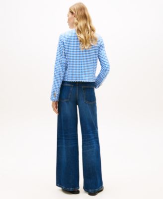 Women's Gingham Crewneck Lady Jacket