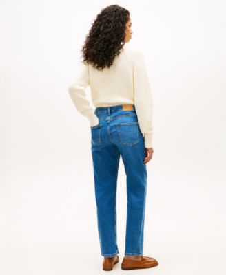 Women's Denim Mid Blue Classic Straight-Leg Jeans