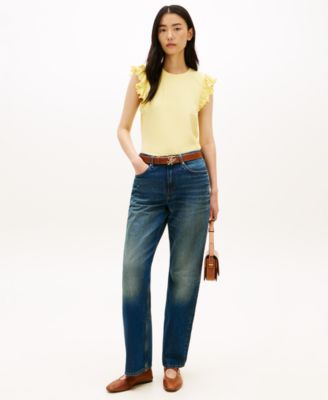 Women's Frill-Sleeve Crew Neck Top