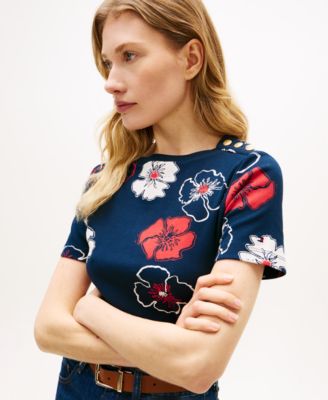 Women's Ribbed Boxy Crew Neck T-Shirt