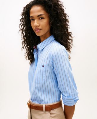Women's Classic Poplin Roll-Tab Long-Sleeve Shirt