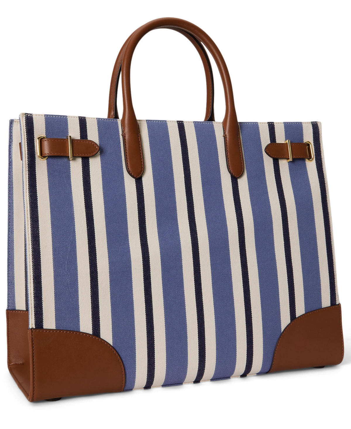 Lauren Ralph Lauren Striped Canvas Medium Devyn Tote Bag