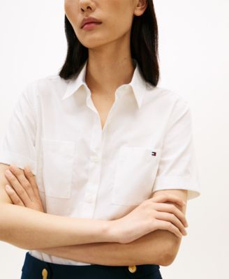 Women's Classic Poplin Solid Short-Sleeve Shirt