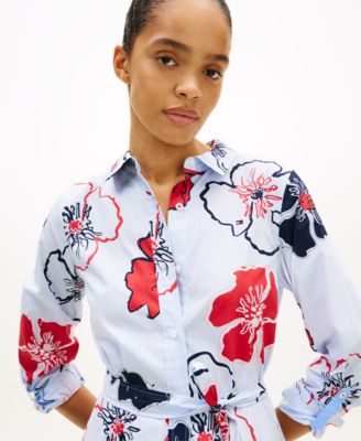 Women's Classic Poplin Long-Sleeve Shirt Dress