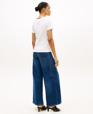 Women's Stripe Slim V-Neck Short-Sleeve T-Shirt