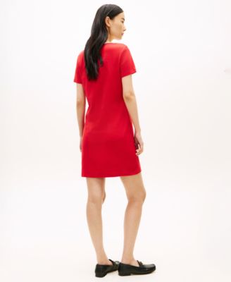Women's Ribbed V-Neck T-Shirt Dress