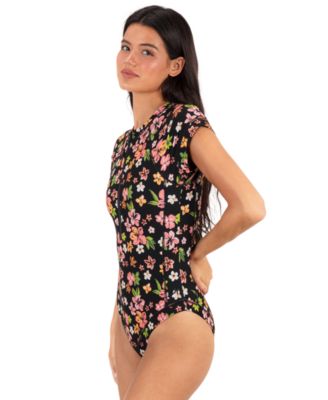 Women's Crew Neck Max Hibiscus Dream Floral Print Surf Swimsuit