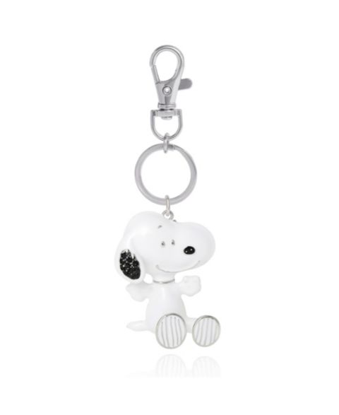 Женский брелок Peanuts Snoopy Keychain, Silver-Tone Enamel Bag Charm, цвет: Серебряный / Белый чёрный