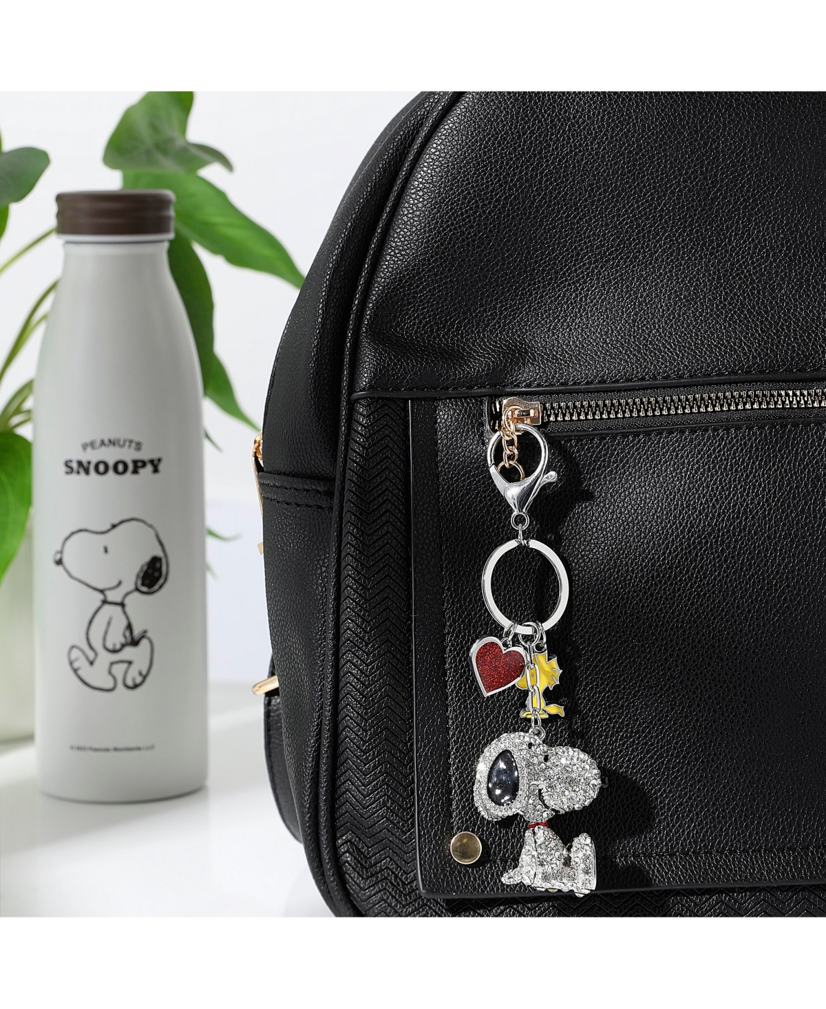 Peanuts Snoopy Crystal Keychain with Woodstock Charm