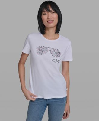 Women's Crew Neck Multi Jeweled Sunglass T-Shirt