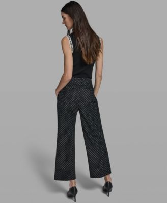 Women's Mid-Rise Polka Dot Bow Pants