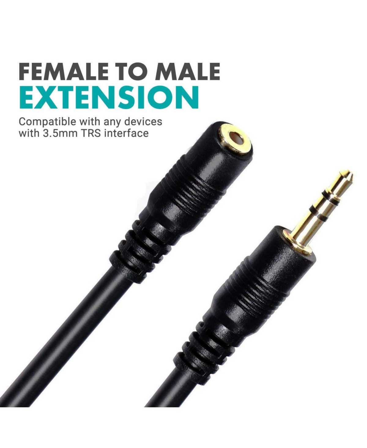 Movo MC10 3.5mm Trs Female to Male Extension Cable