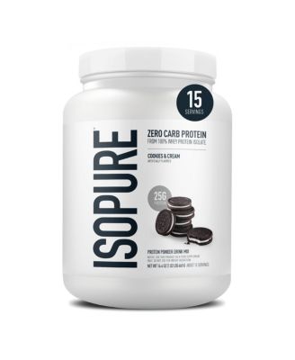 Zero Carb 100% Pure Whey Isolate Protein Powder, Cookies & Cream, 25g Protein, 15 Servings Tub
