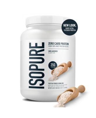 Zero Carb 100% Pure Whey Isolate Protein Powder, Unflavored, 25g Protein, 16 Servings Tub