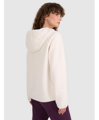 Women's regular sherpa fleece with hood - white