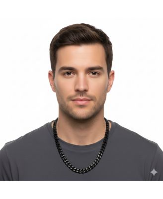 Stainless Steel, Black Plated Cuban Chain Necklace