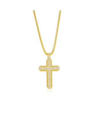 Metallo Stainless Steel Cz Cross Necklace - Gold 75$
