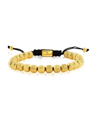 Stainless Steel, Textured Beaded Adjustable Bracelet