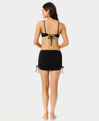 Women's Solid Popcorn Scrunch Side-Tie Swim Skirt