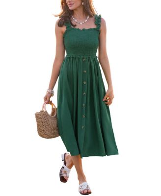 Women's Night Views Green Midi Beach Dress
