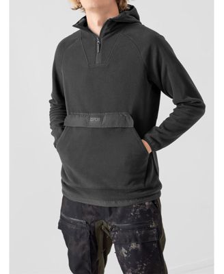 Men's regular fleece with hood - black