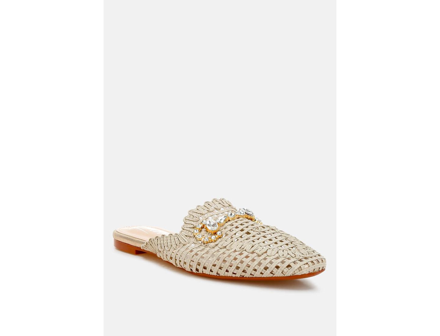 Женские сабо London Rag Roboma Metallic Woven Diamante Mules, цвет: Светлый бежевый — фото 1