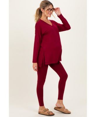 Maternity Brushed Knit Oversized Top and Legging Set
