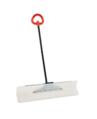 Snow Pusher Shovel, 36", HDPE Blade w/ Metal Edge, Segmented Handle, Ergonomic Grip, Driveway/Garden
