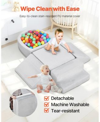 Foam Climbing Blocks, 5-Piece Set w/ Ball Pit (Balls Not Included), Indoor Climb & Crawl Playset, 6M-3Y