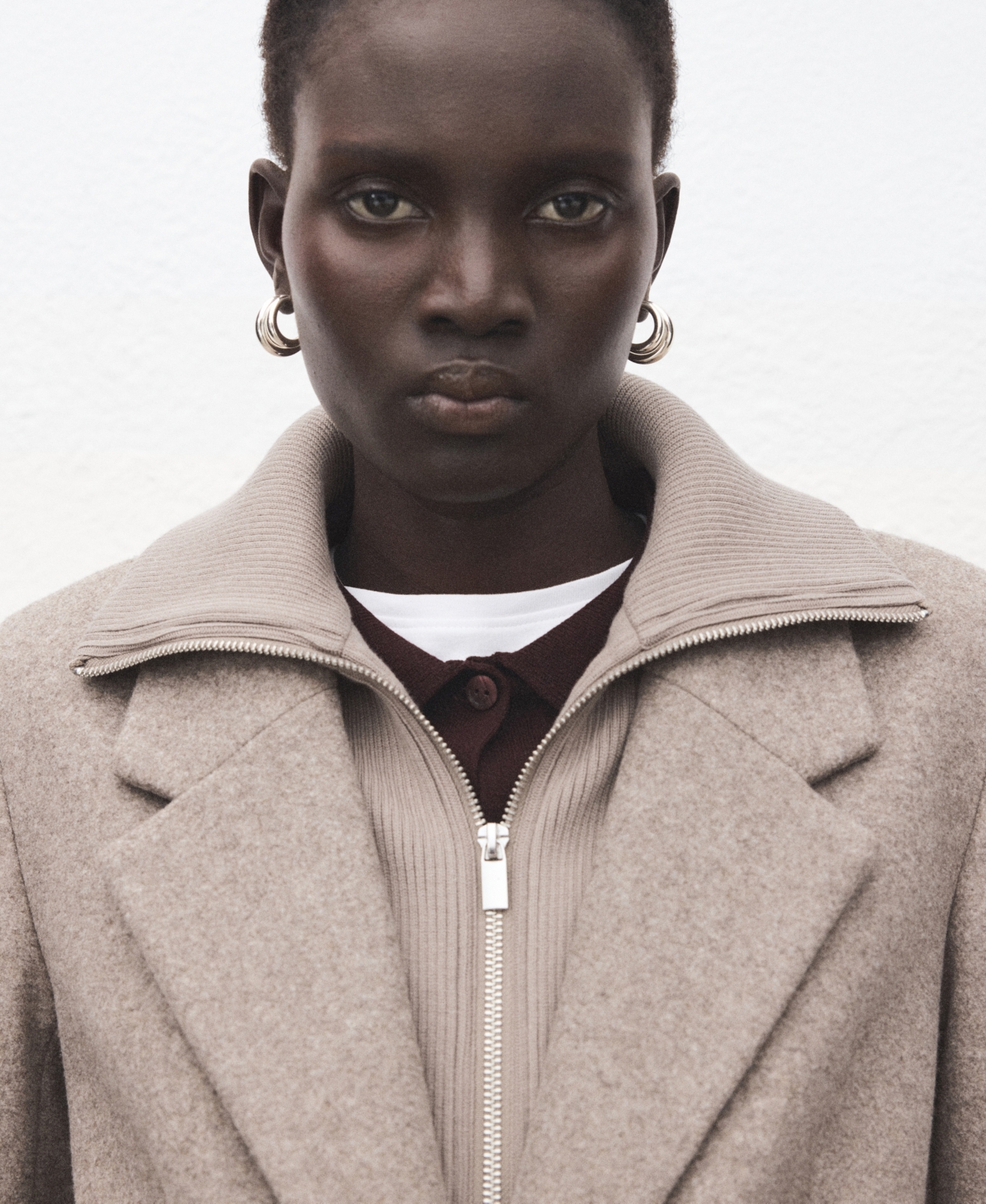 Mango Women's Detachable Collar Combined Coat