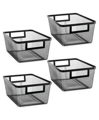 Metal Mesh Pantry Basket with Handles - Set of 4 - Matte Black