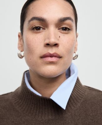 Women's Oversized Striped Turtleneck Sweater