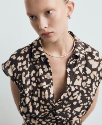 Women's Belt Printed Shirt Dress