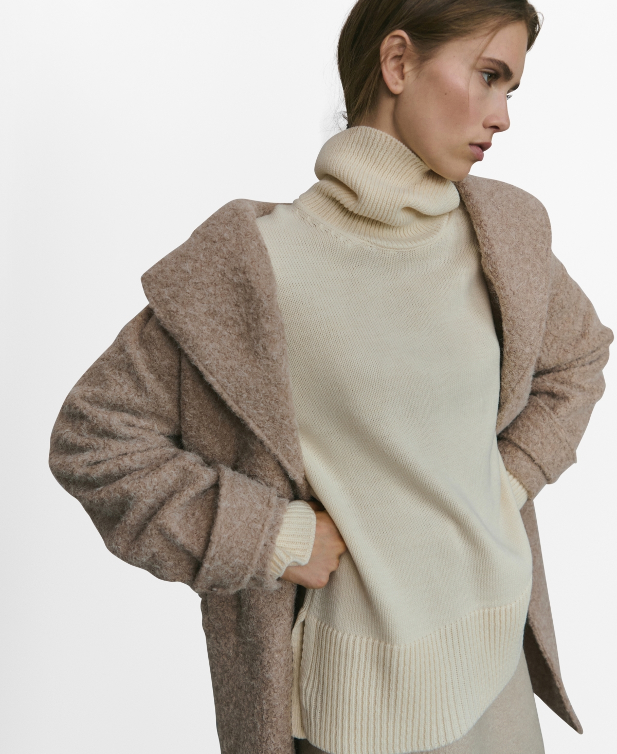 Mango Women's Lapels Boucle Coat