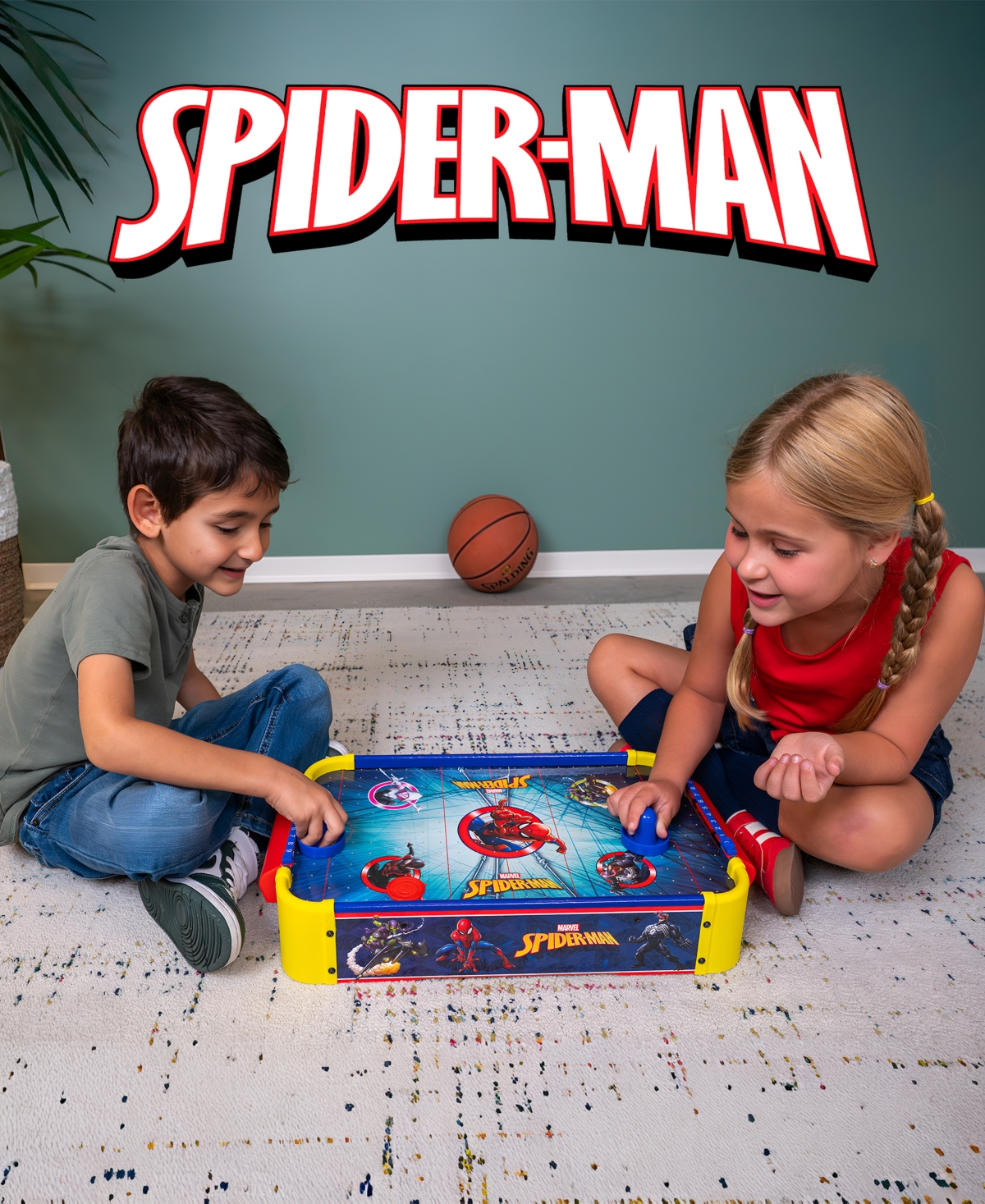 World Tech Toys Marvel Spider-Man Electric Tabletop Air Hockey Wood