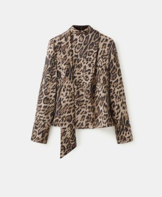 Women's Scarf Animal-Print Blouse